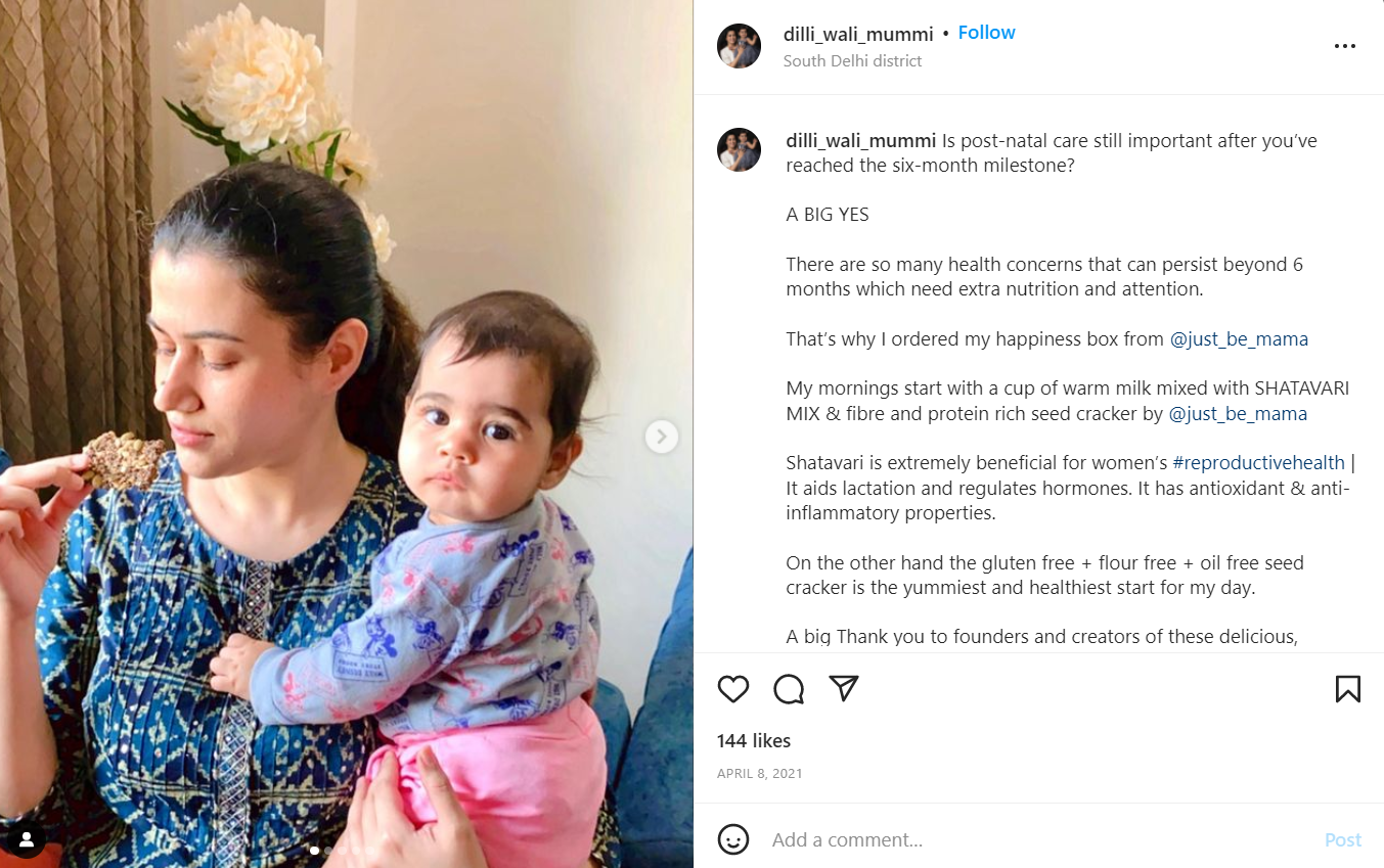 Influencer Marketing Campaigns carried out by Just Be Mama on postnatal care