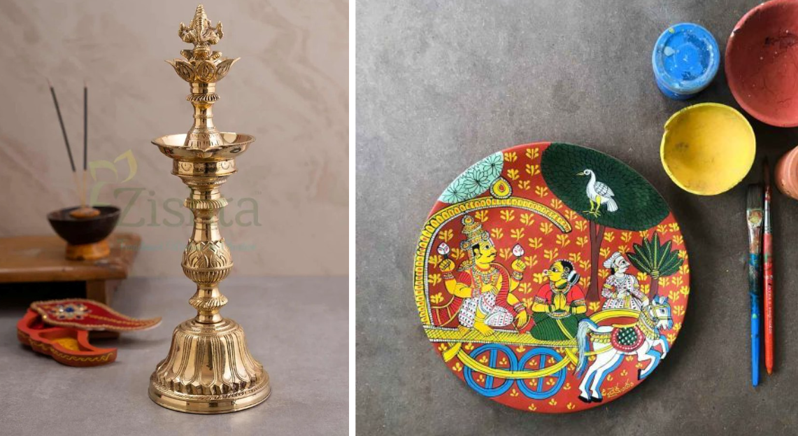 brass lamps and nakashi paintings